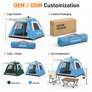 Carpa de <span class=keywords><strong>Camping</strong></span> de Cuatro Estaciones de Montaje Rápido, con Postes de Fibra de Carbono, Base Impermeable, Apertura Automática, Refugio Exterior para 3-4 Personas, Protección UV - Product Image 6