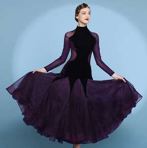 OCT2155 <span class=keywords><strong>Robe</strong></span> de danse de salon Jupe de danse de scène à manches longues pour <span class=keywords><strong>femme</strong></span> - Product Image 2