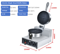 Machine à gaufres électrique commerciale avec 4 ou 8 moules ronds par lot, puissance 1200W/2400W, revêtement antiadhésif