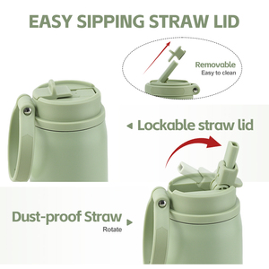 Custom 24oz Leak-Proof BPA Free Double Wall Vacuum Insulated Stainless Steel Sports Travel <strong>Water</strong> <strong>Bottle</strong> with Straw <strong>Slim</strong> - Product Image 4