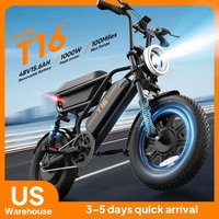 Vélo électrique T16 500W avec moteur arrière sans balais, batterie lithium 48V 13Ah, 7 vitesses, pneus larges, écran LCD, cadre en carbone, vélo de ville
