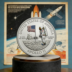 Pièce commémorative de la descente sur la Lune de l'<span class=keywords><strong>Apollo</strong></span> 11, astronaute, objet de collection spatial, plaqué argent, souvenir, cadeau - Product Image 2