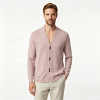 Cardigan Homme Col V Léger Boutonné Coupe Ajustée avec Poches en Tissu Tricoté Doux, Collection Automne Hiver 2026, Veste Légère