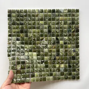 Thiết kế đặc biệt màu xanh lá cây màu vuông khảm đá cẩm thạch ốp tường trên lưới