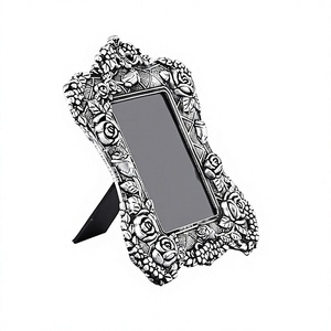 Elegant Freestanding Silver Metal Photo Frame Clear Glass Panel Tabletop Picture Display Holder Modern Home <b>Office</b> <b>Decor</b> - Product Image 1