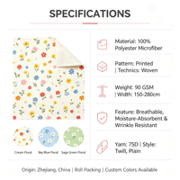 Tissu imprimé dispersé 100 % polyester à motifs floraux pour la literie et la décoration intérieure – Vente en gros
