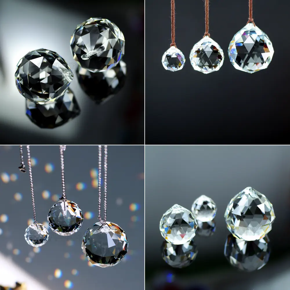 Crystal Ball 15.20.25.30.40mm Chandelier Lighting Prisms Ball Clear Suncatcher Hanging Pendant GOLDENHAITAI 5730