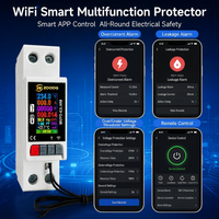 Pelindung Tegangan Multi-Fungsi WiFi Smart TUYA App 63A 1P+N dengan Meter Energi LCD dan Proteksi Kebocoran Smart Life