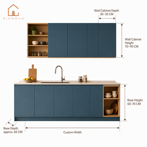 XINGRUO Set di Mobili da Cucina Moderni in Legno Blu Pavone con Linee Semplici, Cassetti Modulari per Cucine di Appartamenti - Product Image 2