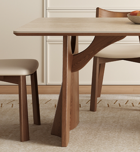 Tavolo da Pranzo Moderno in Legno con Piano in Pietra Sinterizzata Bianca Opaca, Rettangolare, per Piccoli Appartamenti - Product Image 3