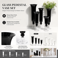 Grands ensembles modernes noir et blanc Vase de mariage floral en verre Centres de table artificiels Vase décoratif Station