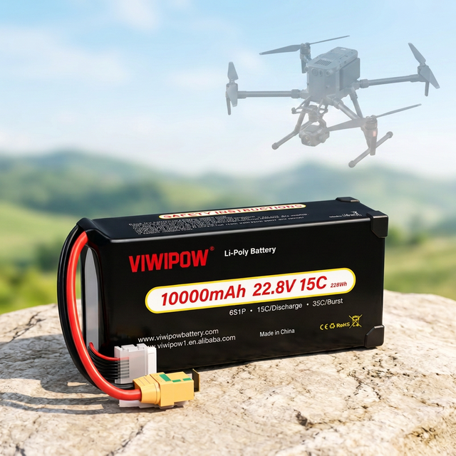 High Power 15C 6S 22.8V 10000mAh Lithium Polymer Battery Drone Battery for Agriculture Surveying Aerial Photography FPV Drone