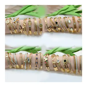 Pulseira de aço inoxidável para mulheres e casais, pulseira de joias de aço inoxidável Joyas Placa de ouro da moda por atacado