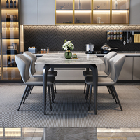 Ensemble de table à manger en pierre frittée nordique, 8 places, design moderne, extensible, pour la maison et l'appartement