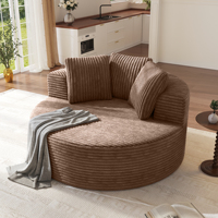 En stock, Canapé de salon moderne marron, Chaise individuelle ronde marron en mousse compressée sous vide