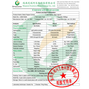 Fruiterco Natuurlijke Zwarte Peper <span class=keywords><strong>Extract</strong></span> Poeder <span class=keywords><strong>98</strong></span>% <span class=keywords><strong>Piperine</strong></span> - Product Image 2