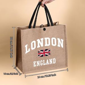 Sac à main en lin pour femmes, tendance, imprimable, logo personnalisable et lavable - Product Image 4