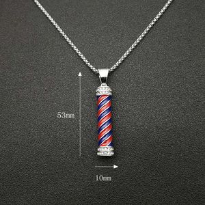 yunnique Hip Hop Pendant <b>Necklace</b> Stainless Steel Red <b>Blue</b> Twist Design Pave Setting Unisex Jewelry Gift DZ124 - Product Image 2