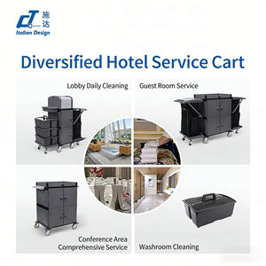 Chariot de Ménage Professionnel Lourd à 3 Niveaux en Plastique PP pour Linge, Chariot d'Entretien pour Personnel de Chambre d'Hôtel - Product Image 3