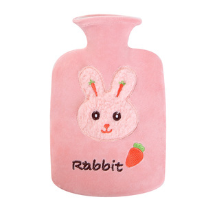 Plush PVC water-filled hot water bottle with rabbit design, thickened warm water bottle, winter heat compress, waist warmer, - Product Image 1