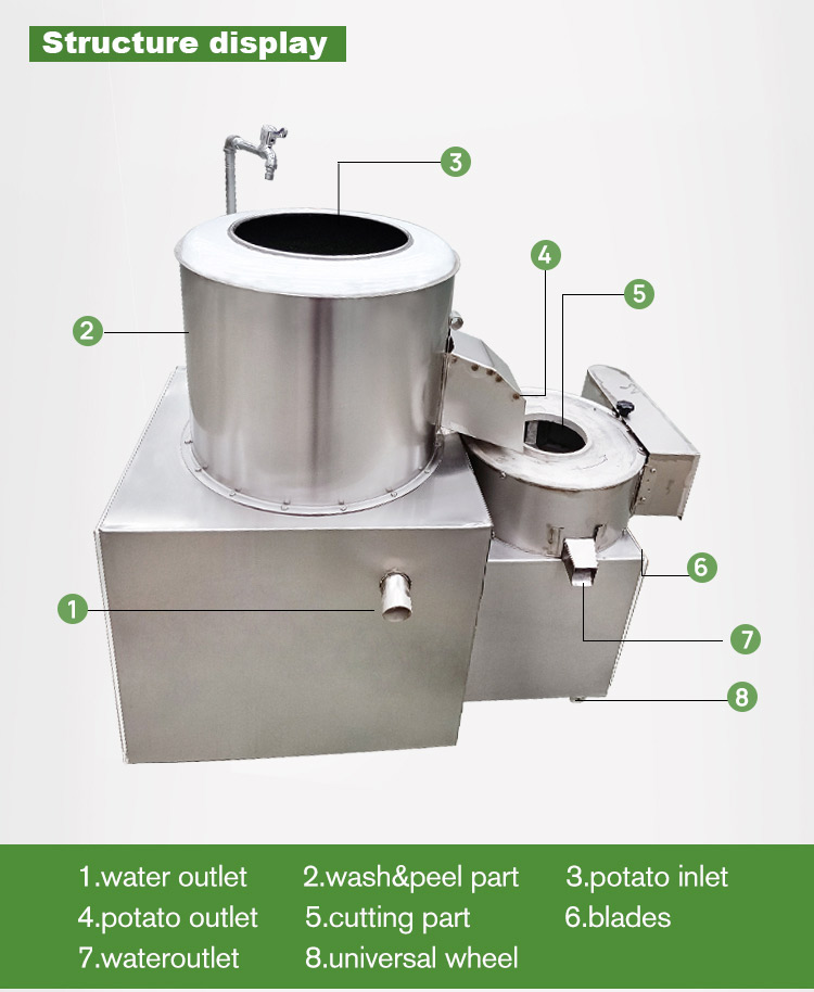 Potato Wash Cut Slice Peeler Cutter Industry Machine Electric Potato Peel Slicer and Cutter Chip