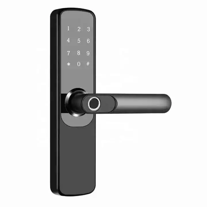key entrance fingerprint biometric digital wireless outside door safety handle lever multiple language easy entrance