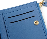 Dompet Wanita Liontin Kelinci Rumbai Pendek Mewah Klasik Clutch Jahitan Tiga Warna Tempat Kartu Kredit Dompet Wanita Koin