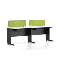 Poste de travail modulaire acoustique en forme de I moderne pour 2/4 personnes avec écrans d'intimité et plan de travail pour espace de travail ouvert (Bois)