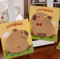 Bloc-notes autocollant en forme de capybara de dessin animé avec autocollants de messages mignons pour étudiants au design spécial, 30 feuilles