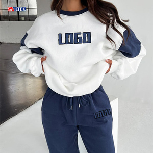 Conjunto Deportivo Personalizado con Logotipo, Sudadera con Capucha y Pantalones de Felpa para Mujer, Venta al Por Mayor, Diseño de Bloques de Color, <span class=keywords><strong>Dos</strong></span> Piezas - Product Image 2