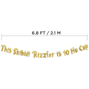 ธงประดับกลิตเตอร์สีทองแบบไม่มีหมวกสำหรับ <span class=keywords><strong>skibidi</strong></span> rizzler ธีมวันเกิดอายุ10ปี - Product Image 2