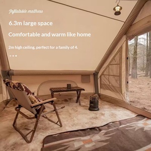 Tenda da Tetto Gonfiabile a Montaggio Rapido per Campeggio Esterno, Portatile in Tessuto Oxford Color Kaki, per Viaggi, con Porta Singola, Multiuso, Quattro Stagioni - Product Image 4