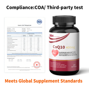 Complément alimentaire pour la santé cardiaque, marque privée OEM, capsules de coenzyme Q10 en gélules molles, pour les vendeurs Amazon FBA, conforme aux normes COA et testées par un tiers. - Product Image 5