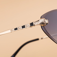 Lunettes de soleil tendance Partagas pour femmes, sans monture, œil de chat, verres taillés diamant, protection UV400, avec logo personnalisé, vente en gros
