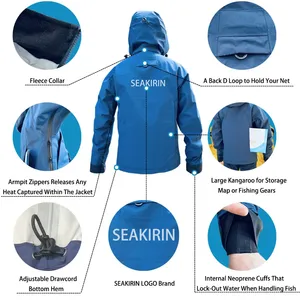 Veste imperméable respirante 3L avec capuche pour la pêche à la mouche, la chasse, le kayak, la randonnée, la navigation de plaisance et la voile - Product Image 6