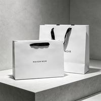 Sac en papier personnalisé de luxe avec logo en feuille d'or, mat, gaufré, laminé, grand, moyen, blanc, solide, pour magasin de vêtements, sac de shopping