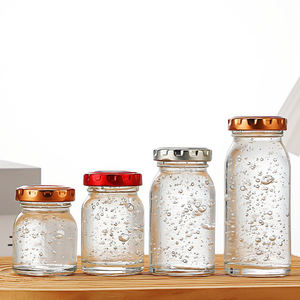 Bouteille de distribution en verre résistant aux hautes températures avec pot en verre de qualité alimentaire rond avec couvercle en bambou pour <span class=keywords><strong>confiture</strong></span> de fruits - Product Image 5