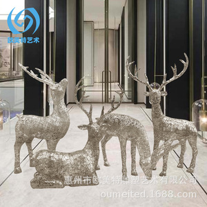 Sculpture en acier inoxydable ajourée, motif cerf et écriture orale ancienne sur os d'oracle, pour jardin extérieur, résistante aux intempéries, autoportante - Product Image 2