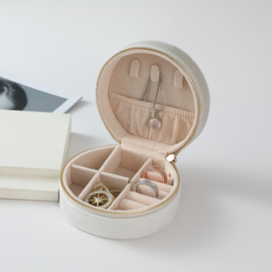 New Product Portable Round Flannel Jewelry Box Travel Jewelry <b>Ring</b> Necklace Earrings Velvet Jewelry <b>Storage</b> Organizer - Product Image 5