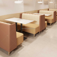 Meubles de restaurant personnalisables, couleur beige, dossier avec siège brun, banquette de restaurant, canapé, chaise et ensemble de table en dalle