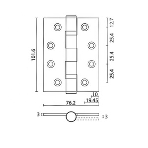 Bisagra con Rodamiento de Bolas UNITY HB403030-DG Grado 13 con Perno de Seguridad, Bisagra de Acero Inoxidable para Puerta Cortafuegos Certificada Certifire - Product Image 2