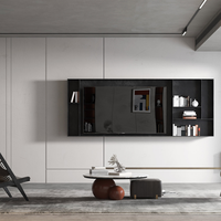 Meuble TV Flottant Minimaliste Noyer Noir Bureau à Domicile Frêne Art Déco Mid-Century
