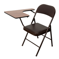 Chaise pliante multifonctionnelle avec table, pour hôtel, réunion, bureau, moderne, simple, revêtement en cuir, pour étude, lecture, livre