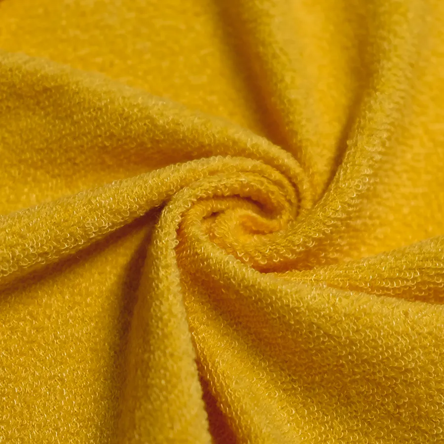 Support personnalisé en gros 32S 250gsm 100% filé polyester peigné tricot tissu éponge français pour manteaux