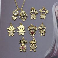 HD1307 Breloques pour couple garçon-fille, plaqué or 18 carats, micro-pavé CZ, pendentif romantique, accessoires de bijoux pour collier DIY, vente chaude