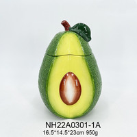 Bestcera 3d Virtueel Fruit Keukengerei Canister Keramische Schattige Avocado-Vormige Koekjesopslagpot Met Deksel