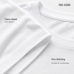 Custom Logo 180GSM Unisex T-Shirt 55% Cotton 45% Polyester Soft Breathable Wholesale Premium Blank <b>Tee</b> 14 Colors S-4XL <b>White</b> - Product Image 4