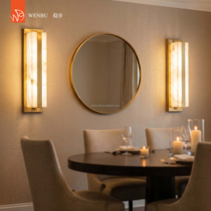 Modern Rectangular Spanish <b>Alabaster</b> Brass Wall <b>Lamp</b> for Hotel Dining Room Villa - Product Image 2