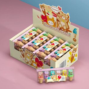 Bán Buôn 6-Màu Sắc Dễ Thương Phim Hoạt Hình <span class=keywords><strong>Mini</strong></span> <span class=keywords><strong>Highlighter</strong></span> Set Đa-Đầy Màu Sắc Bàn Chải Phẳng Tip Bút Đánh Dấu Với 6Pcs <span class=keywords><strong>Highlighter</strong></span> - Product Image 2