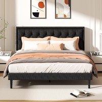 Cadre de lit moderne en velours professionnel avec design gain de place et tête de lit rembourrée douce pour une décoration intérieure technologique